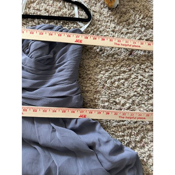 Davids Bridal Womens Strapless A-Line Chiffon Gown Size 16 Gray Formal Dress - Picture 9 of 10